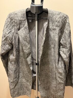Eileen Fisher Textured Gray Open Blazer